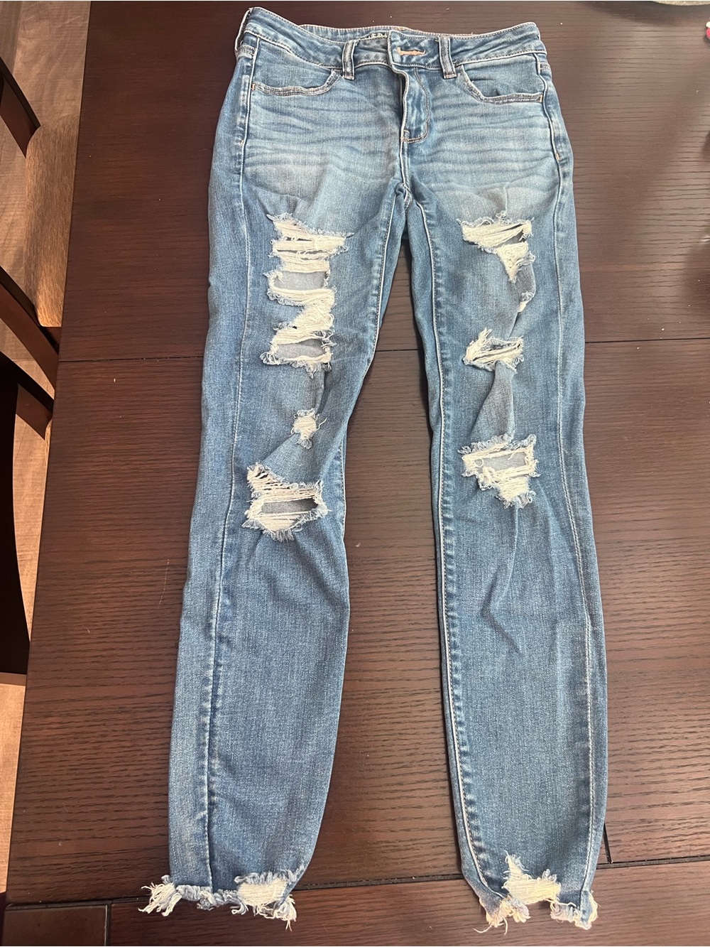 American Eagle Outfitters Light Blue Ripped Skinny Jeans